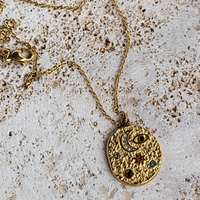 Indu Moon Necklace: Cosmic Gold Coin Pendant Necklace