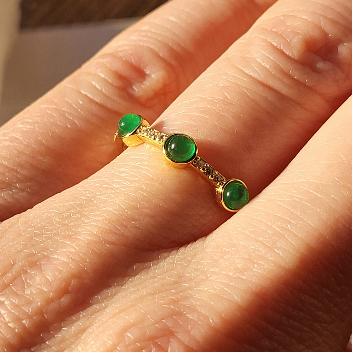 The Empress Stackable Green Gold Ring - 925 Silver