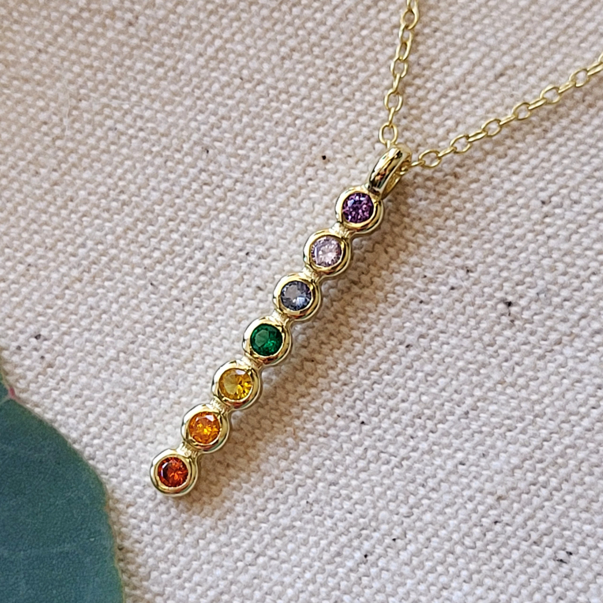 7 Stone Chakra Ritual Necklace | 14K Gold Over Sterling Silver