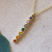 7 Stone Chakra Ritual Necklace | 14K Gold Over Sterling Silver