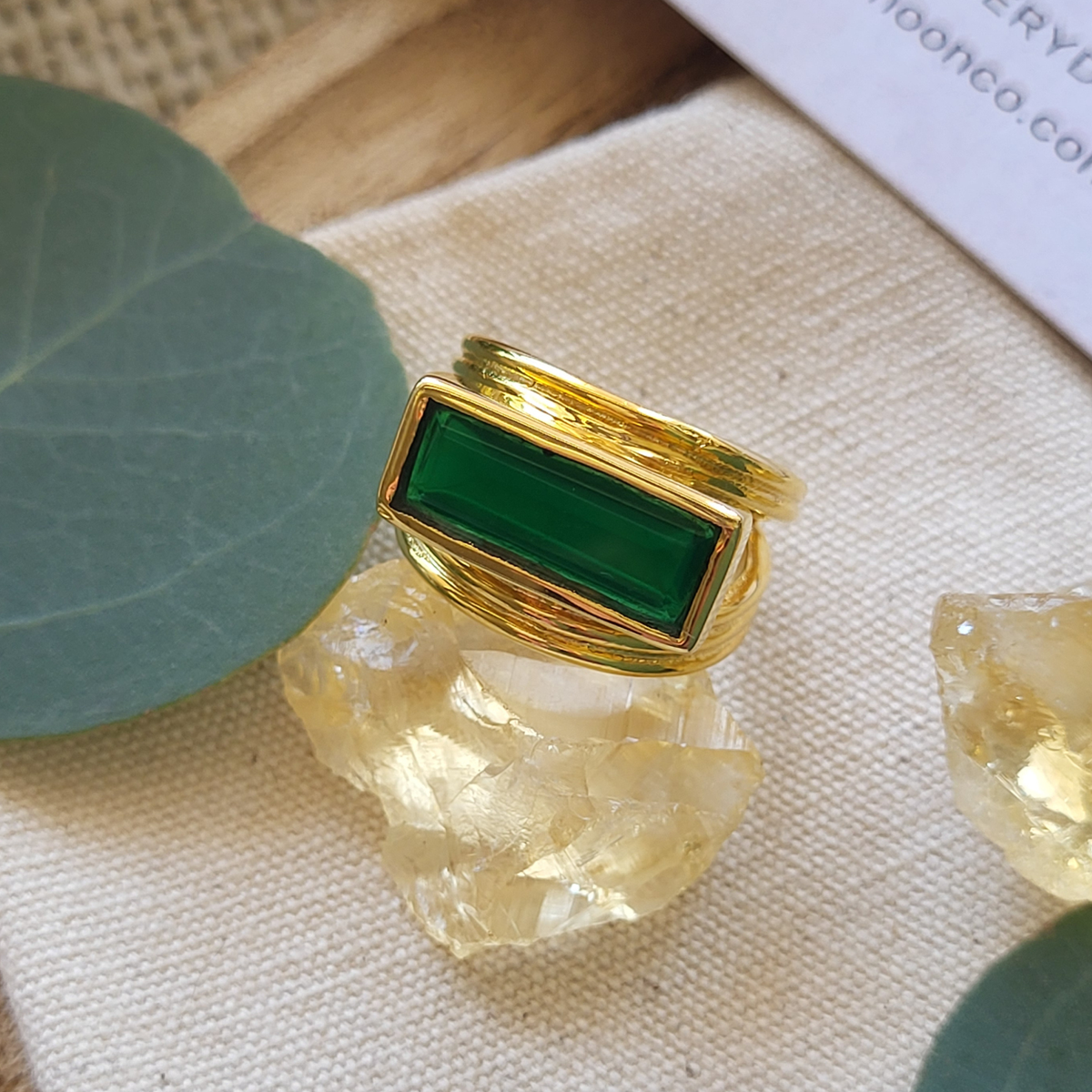 Bar Gemstone Ring: Black Onyx, Green Onyx, Aqua Chalcedony