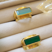 Bar Gemstone Ring: Black Onyx, Green Onyx, Aqua Chalcedony