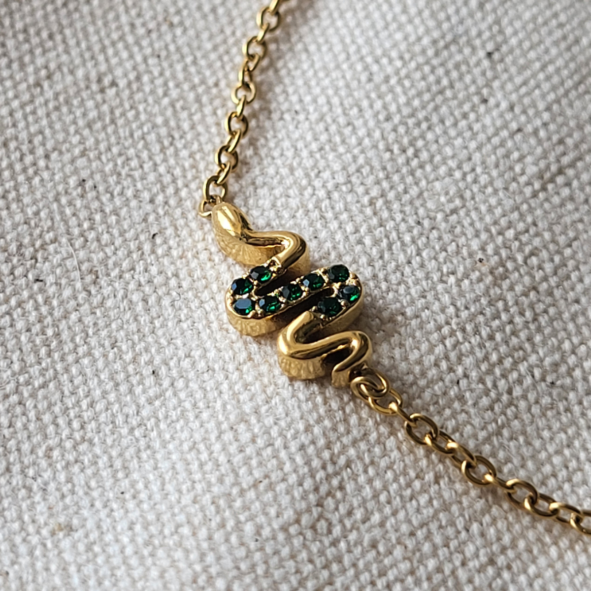 Green or White Snake Charm Zirconia Bracelet