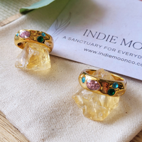 Dewdrops Gold Hammered Zirconia Ring
