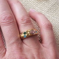 Dewdrops Gold Hammered Zirconia Ring
