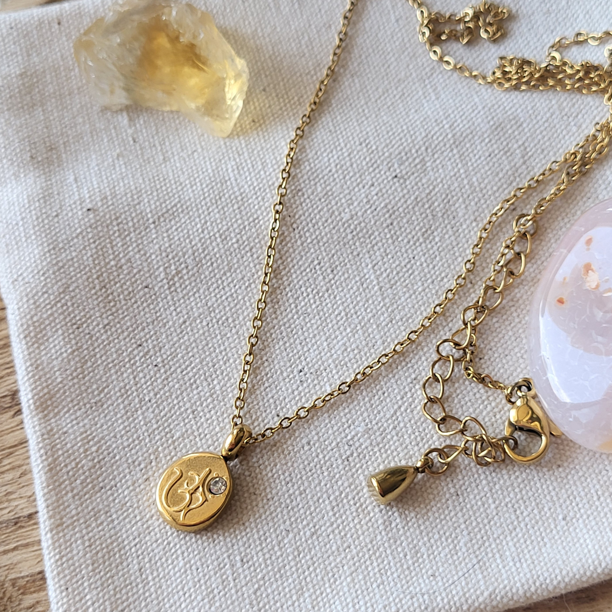 Om Charm Gold Necklace