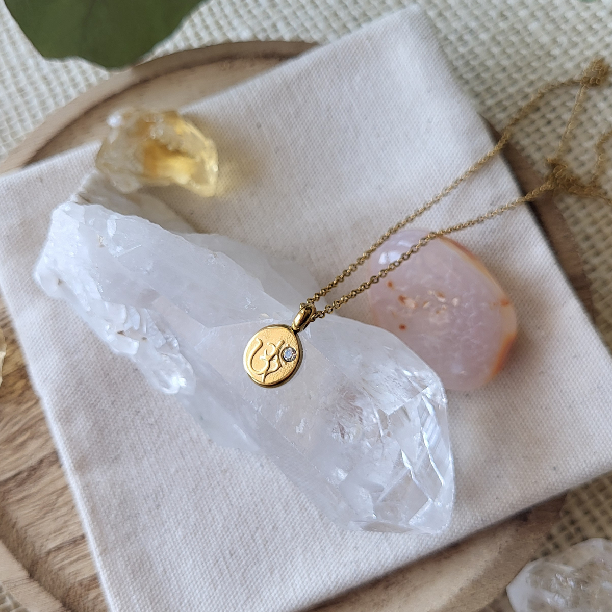 Om Charm Gold Necklace