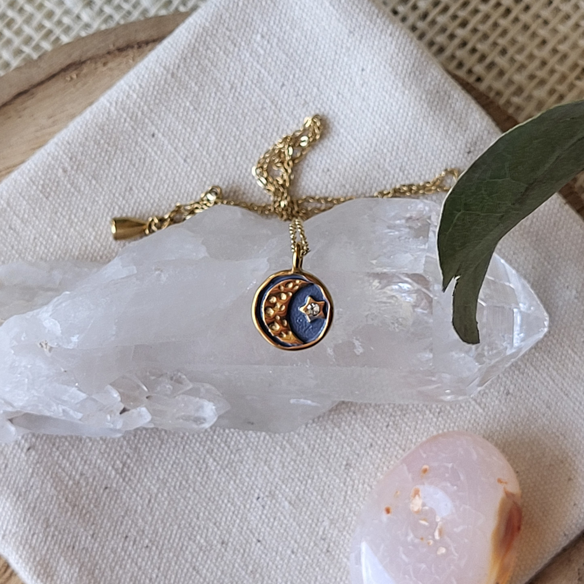 Moon & Star Charm Gold Necklace