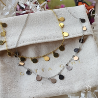 Zivah Dainty Gold / Silver Disc Choker Necklace 925 Silver