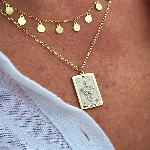 Tarot Square Pendant Necklaces:  Empress / Justice / Strength