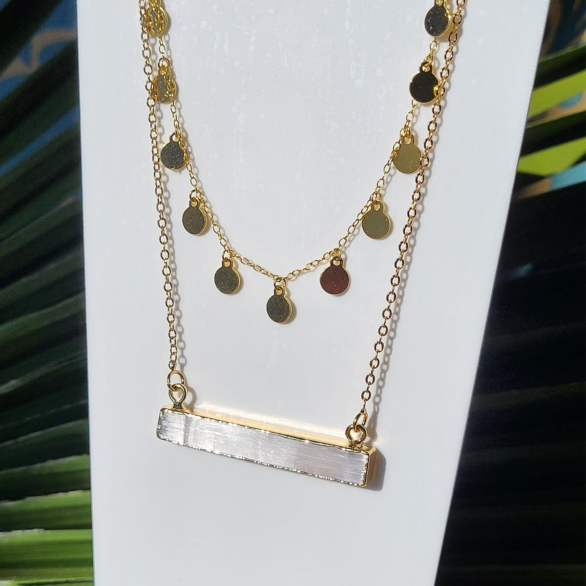 Selenite Gold Bar Necklace