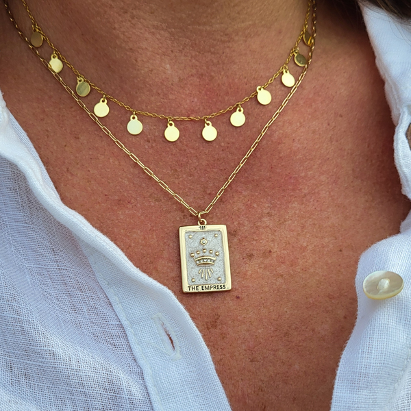 Zivah Dainty Gold / Silver Disc Choker Necklace 925 Silver