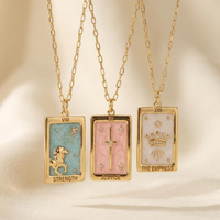 Tarot Square Pendant Necklaces:  Empress / Justice / Strength