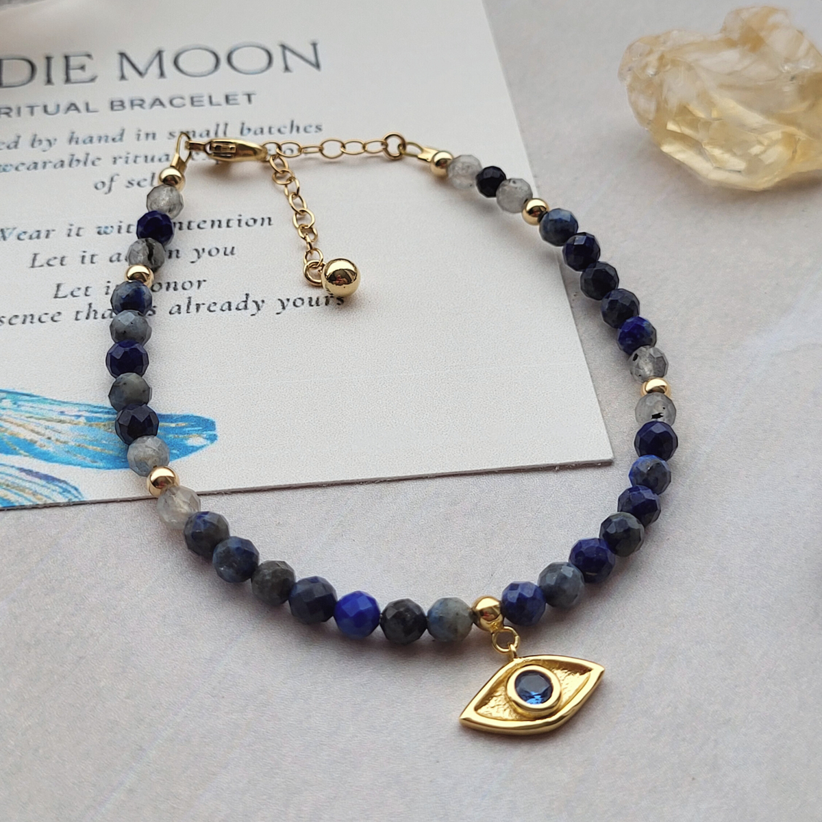 Expression — Protect Ritual Bracelet | Lapis Lazuli & Labradorite | Gold Filled Evil Eye Bracelet