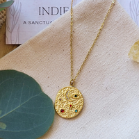 Indu Moon Necklace: Cosmic Gold Coin Pendant Necklace