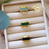Bar Gemstone Ring: Black Onyx, Green Onyx, Aqua Chalcedony