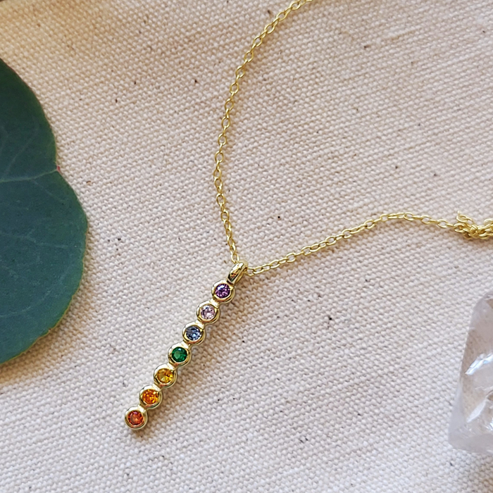 7 Stone Chakra Ritual Necklace | 14K Gold Over Sterling Silver