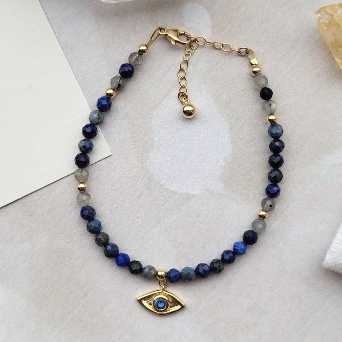 Expression — Protect Ritual Bracelet | Lapis Lazuli & Labradorite | Gold Filled Evil Eye Bracelet