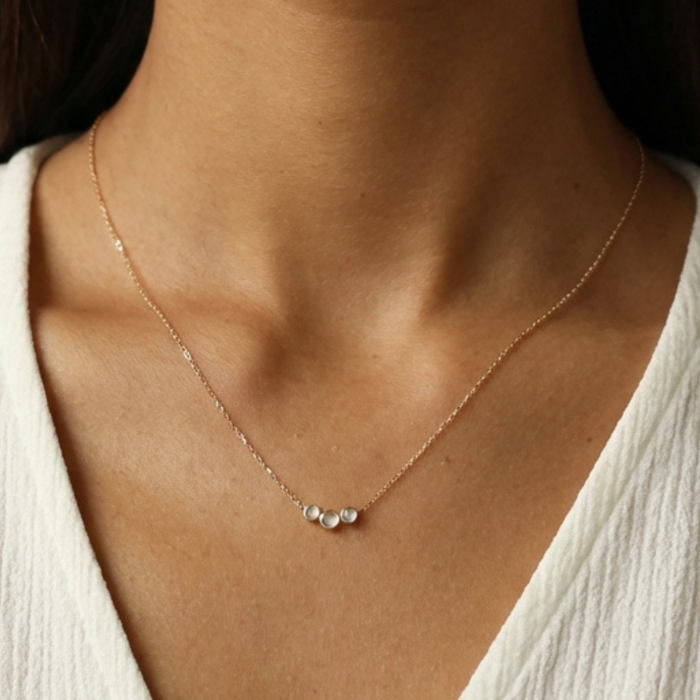 Triple Moonstone Necklace | Lunar Intuition | 14K Gold Plated Dainty Layering Necklace