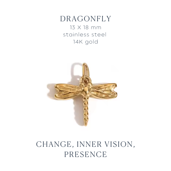 Gold Dragonfly Charm - 14K gold plated