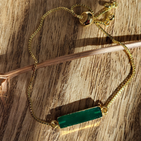 Adjustable Gold Stone Bracelet – Black Onyx, Green Onyx & Aqua Chalcedony