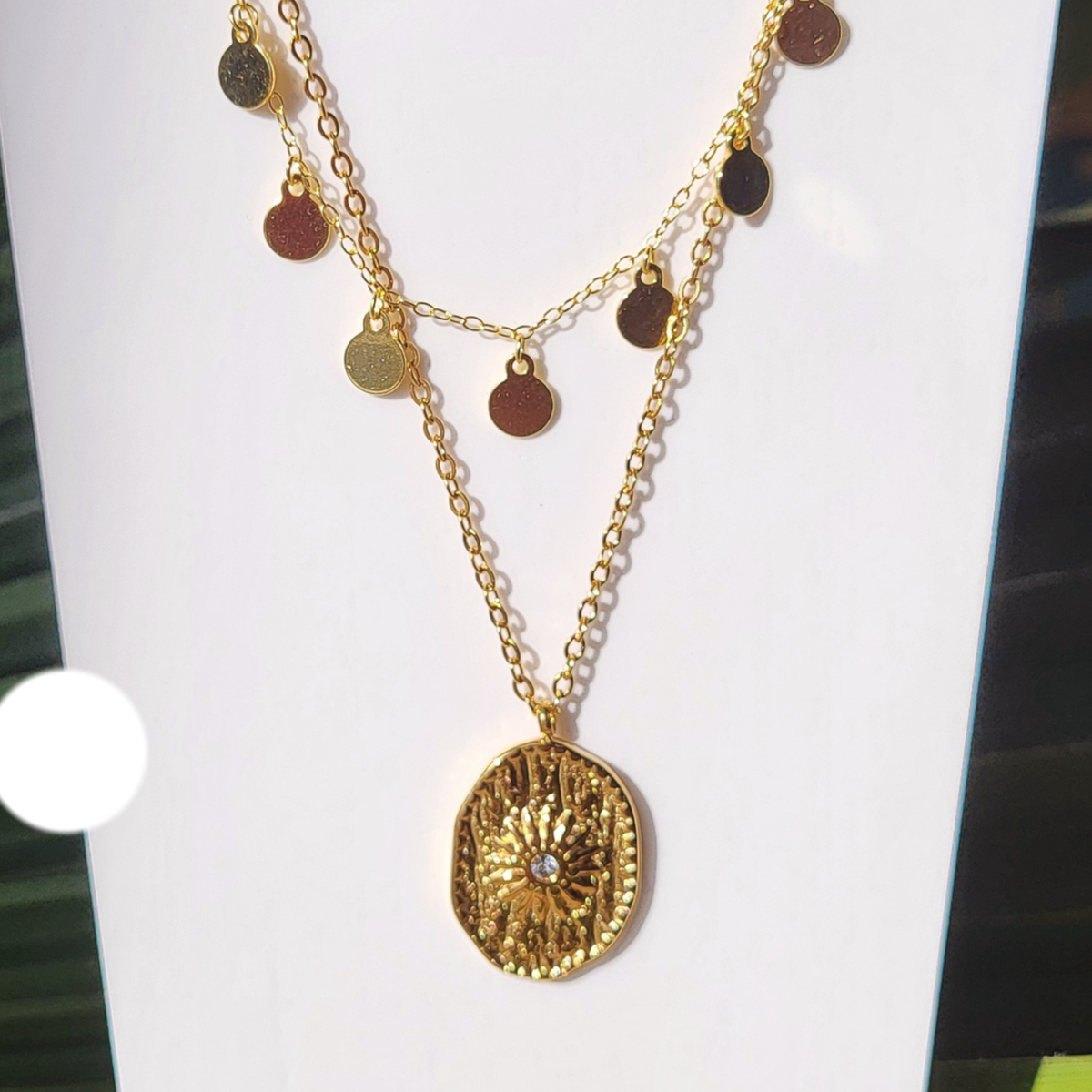 Gold Sunburst Coin Necklace