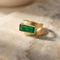 Althea Handmade Gold Natural Gemstone Ring: Black Onyx, Green Onyx, Aqua Chalcedony