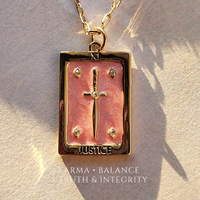 Tarot Square Pendant Necklaces:  Empress / Justice / Strength