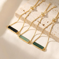 Adjustable Gold Stone Bracelet – Black Onyx, Green Onyx & Aqua Chalcedony