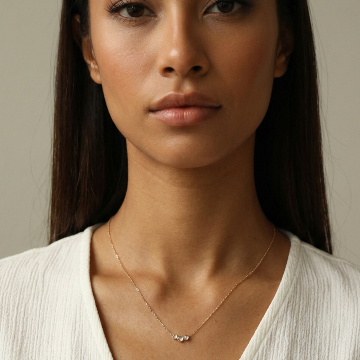 Triple Moonstone Necklace | Lunar Intuition | 14K Gold Plated Dainty Layering Necklace