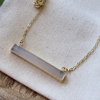 Selenite Crystal Gold Bar Necklace