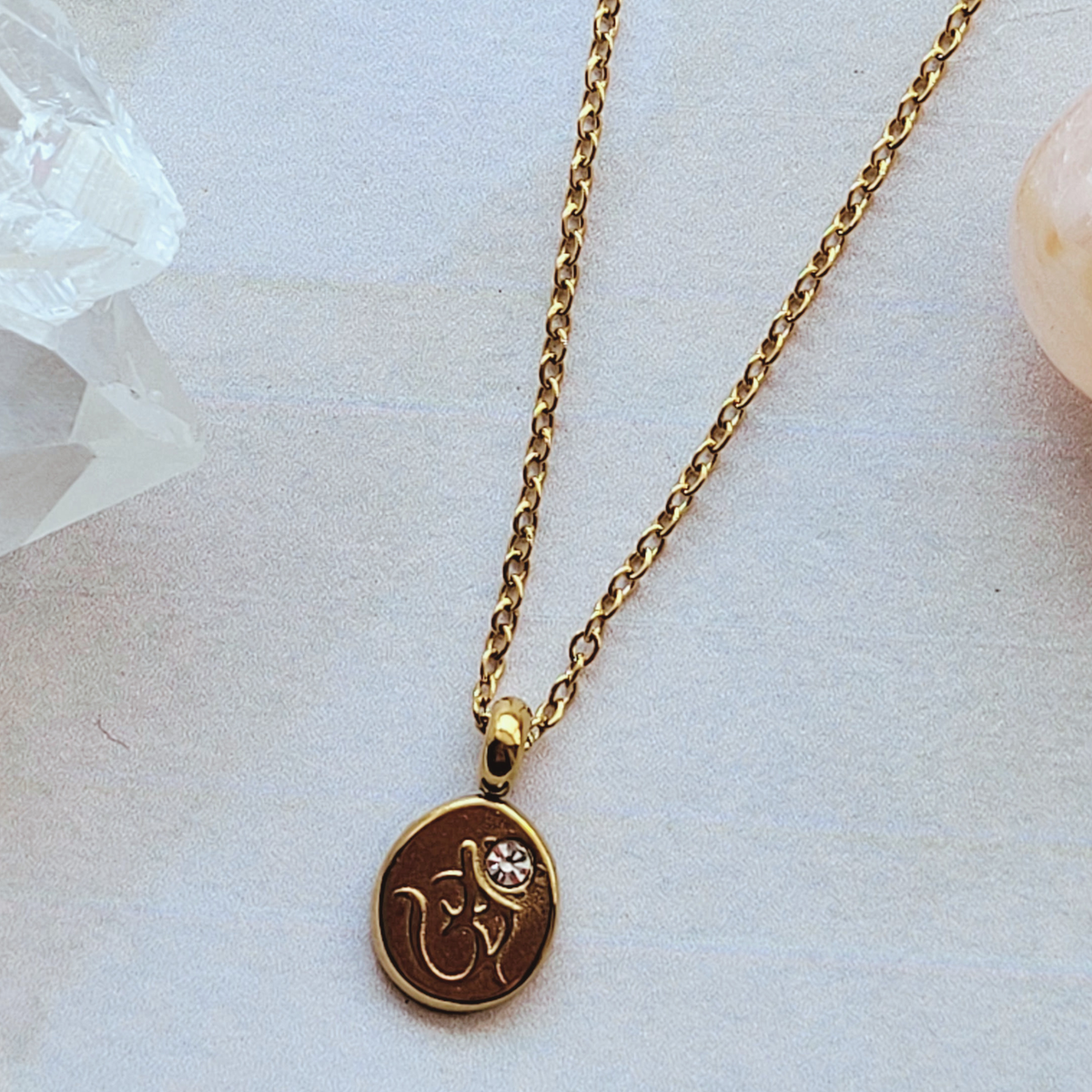 Om Charm Gold Necklace