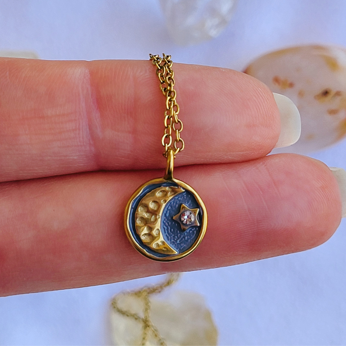 Moon & Star Charm Gold Necklace