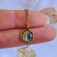 Moon & Star Charm Gold Necklace