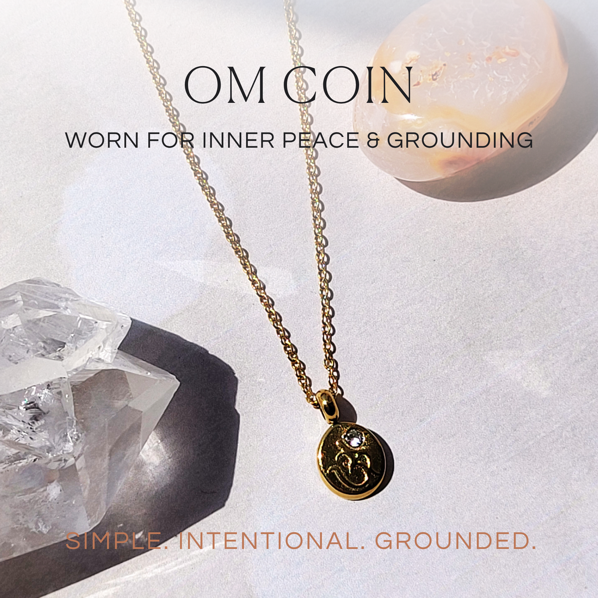 Om Charm Gold Necklace