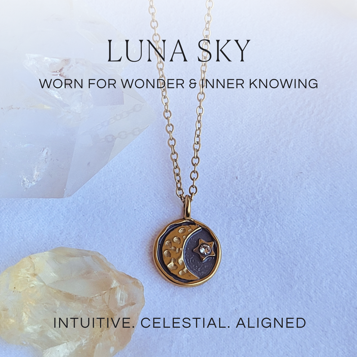 Moon & Star Charm Gold Necklace