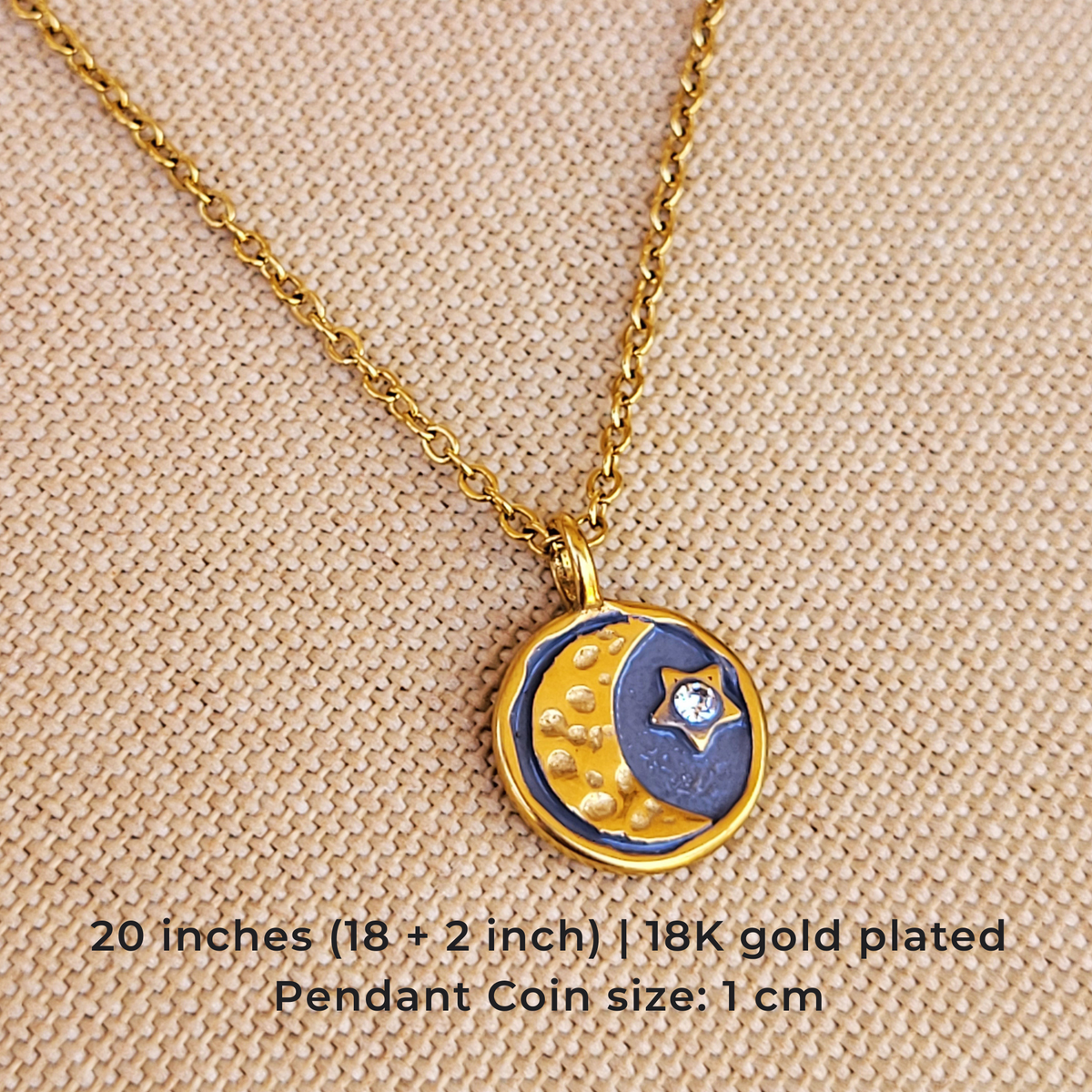 Moon & Star Charm Gold Necklace