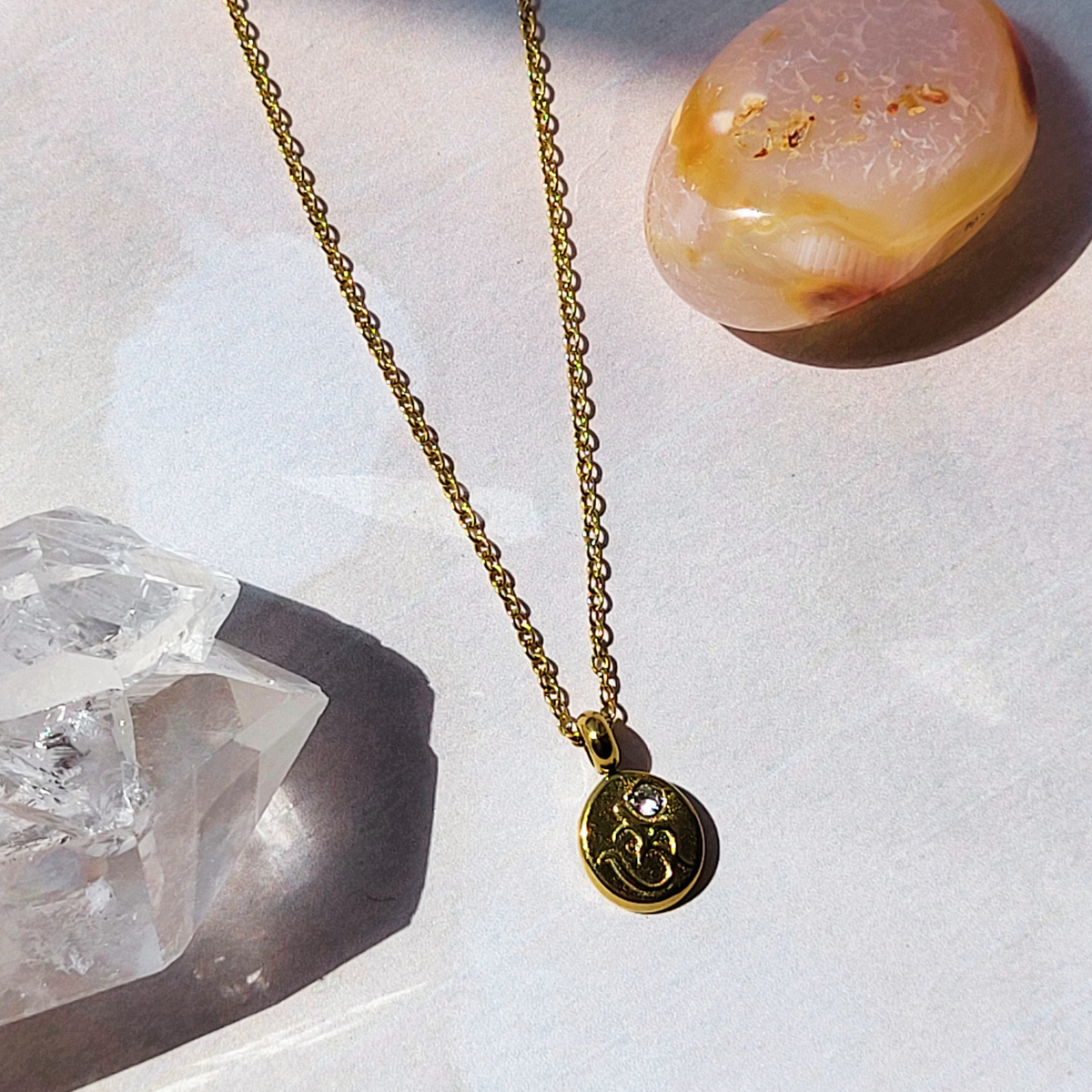 Om Charm Gold Necklace