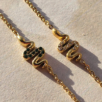 Green or White Snake Charm Zirconia Bracelet