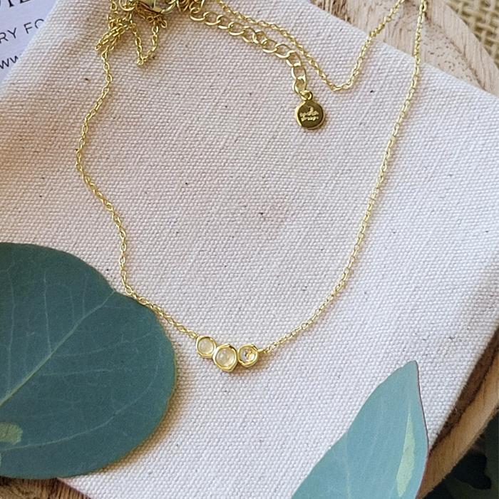 Triple Moonstone Necklace | Lunar Intuition | 14K Gold Plated Dainty Layering Necklace