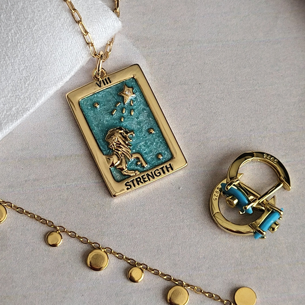Tarot Square Pendant Necklaces:  Empress / Justice / Strength