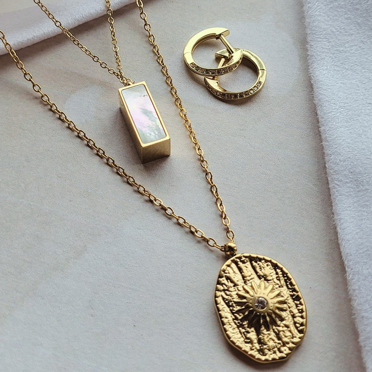 Gold Sunburst Coin Necklace