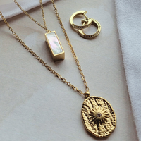 Gold Sunburst Coin Necklace