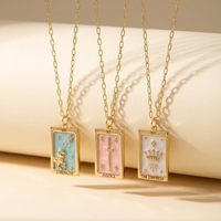 Tarot Square Pendant Necklaces:  Empress / Justice / Strength