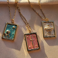 Tarot Square Pendant Necklaces:  Empress / Justice / Strength