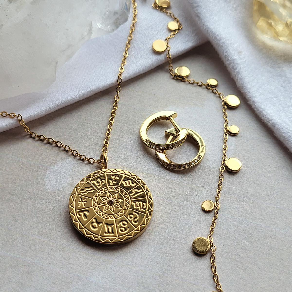 Gold Zodiac Dial Coin Necklace